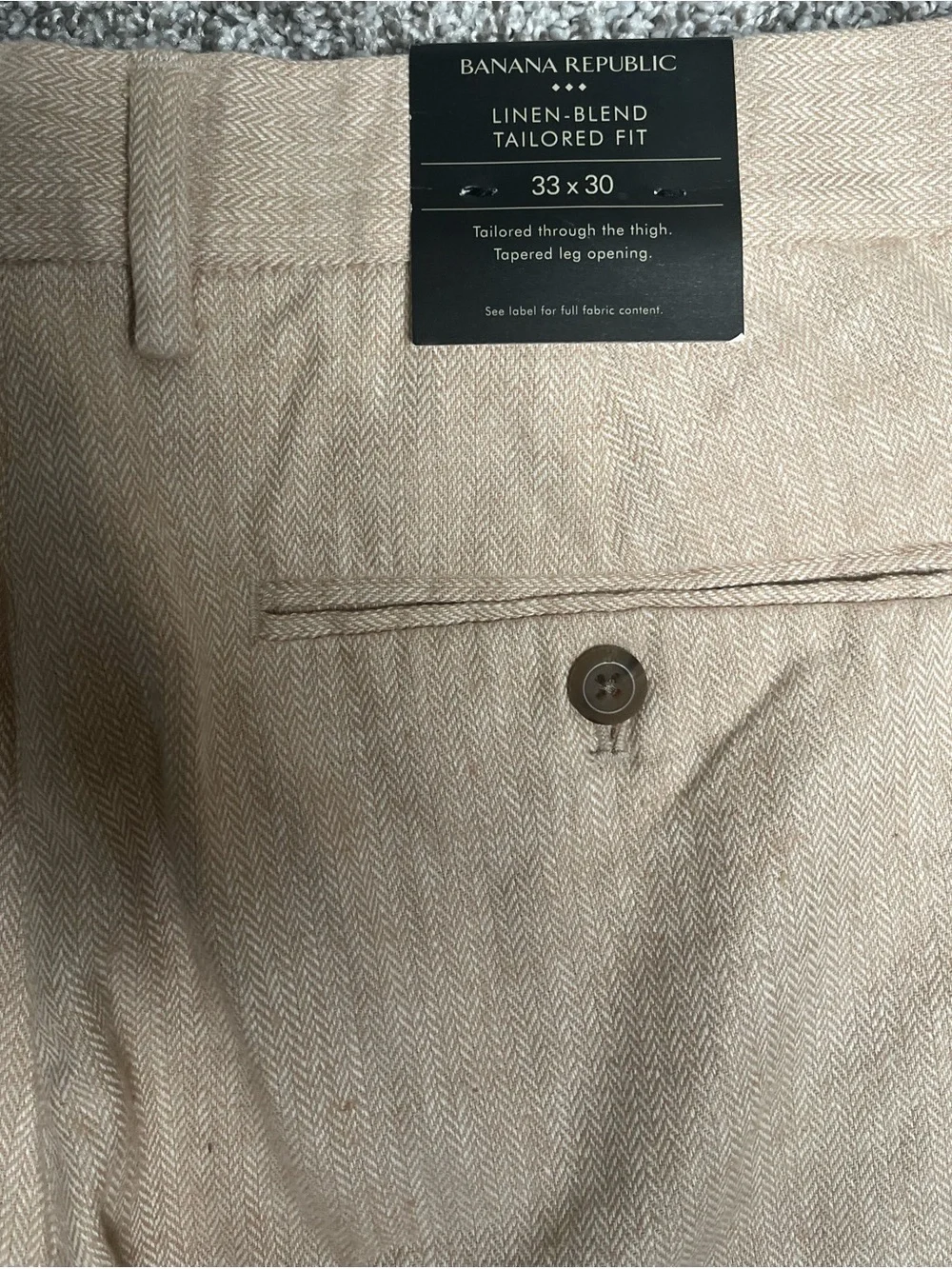 Banana Republic Men’s Linen Blend Pants NWT Beige Tan Straight Leg $120 Retail